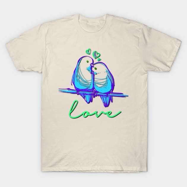 Romantic Love Birds T-Shirt by AlondraHanley